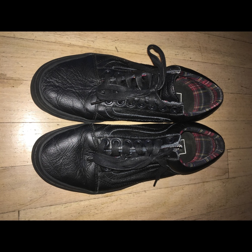 Black leather vans